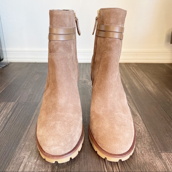 Tory Burch Shoes | Tory Burch Leigh Lug Sole Suede Booties in River Rock 10 Nwot | Color: Brown | Size: 10 | _Miag's Closet